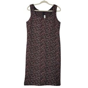 St. John Collection Boucle‎ Sheath Dress Sz 12 Black Red White Classy Old Money